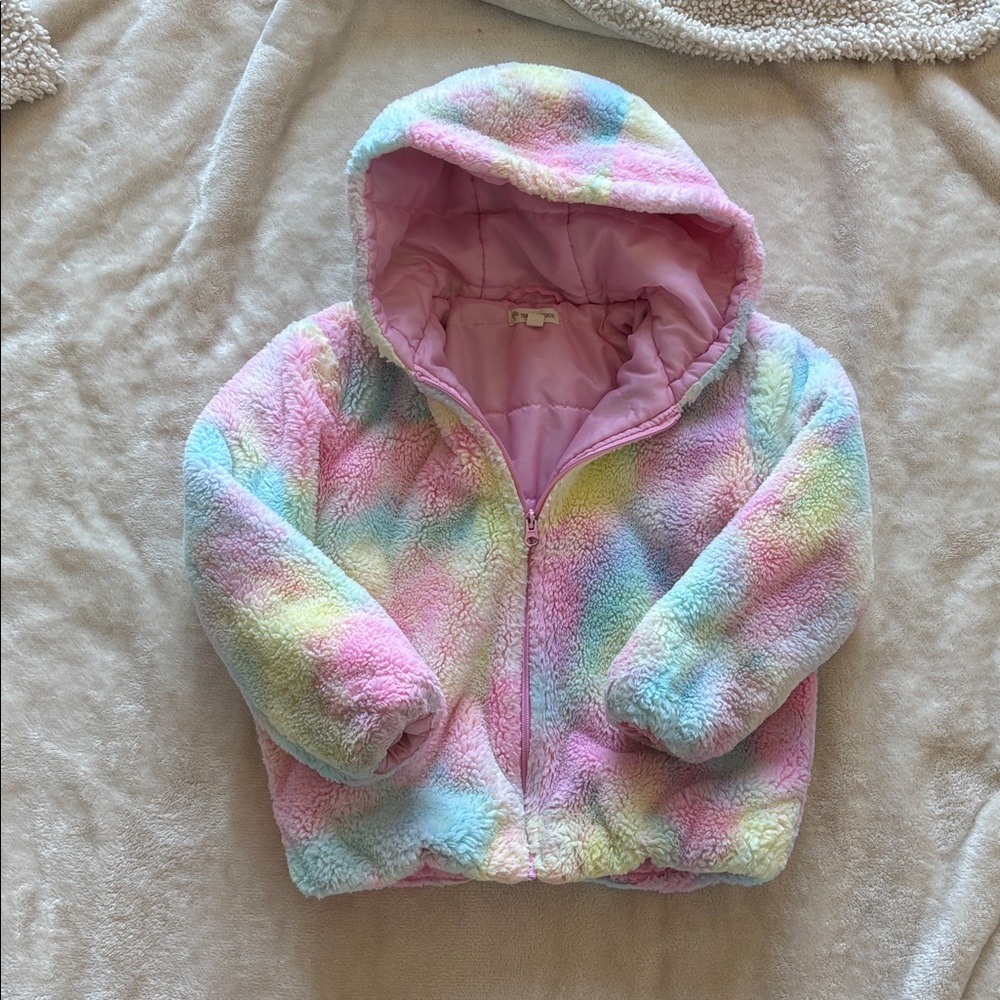Tucker + Tate size 7 furry rainbow jacket.
